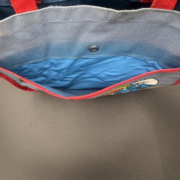 Vintage 1980s Smurfs Kids Canvas Tote Bag Pouch Blue BBC Imports - Picture 6 of 6